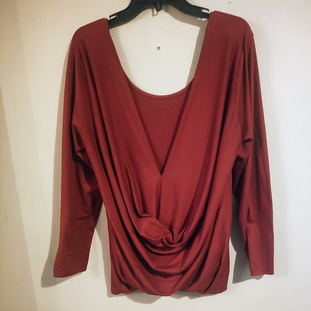 SHEIN Deep Red Draped Blouse